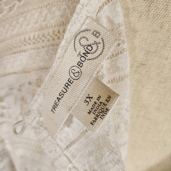 Treasure&Bond Beautiful Lace Blouse, 3X, Ivory - Picture 8 of 14
